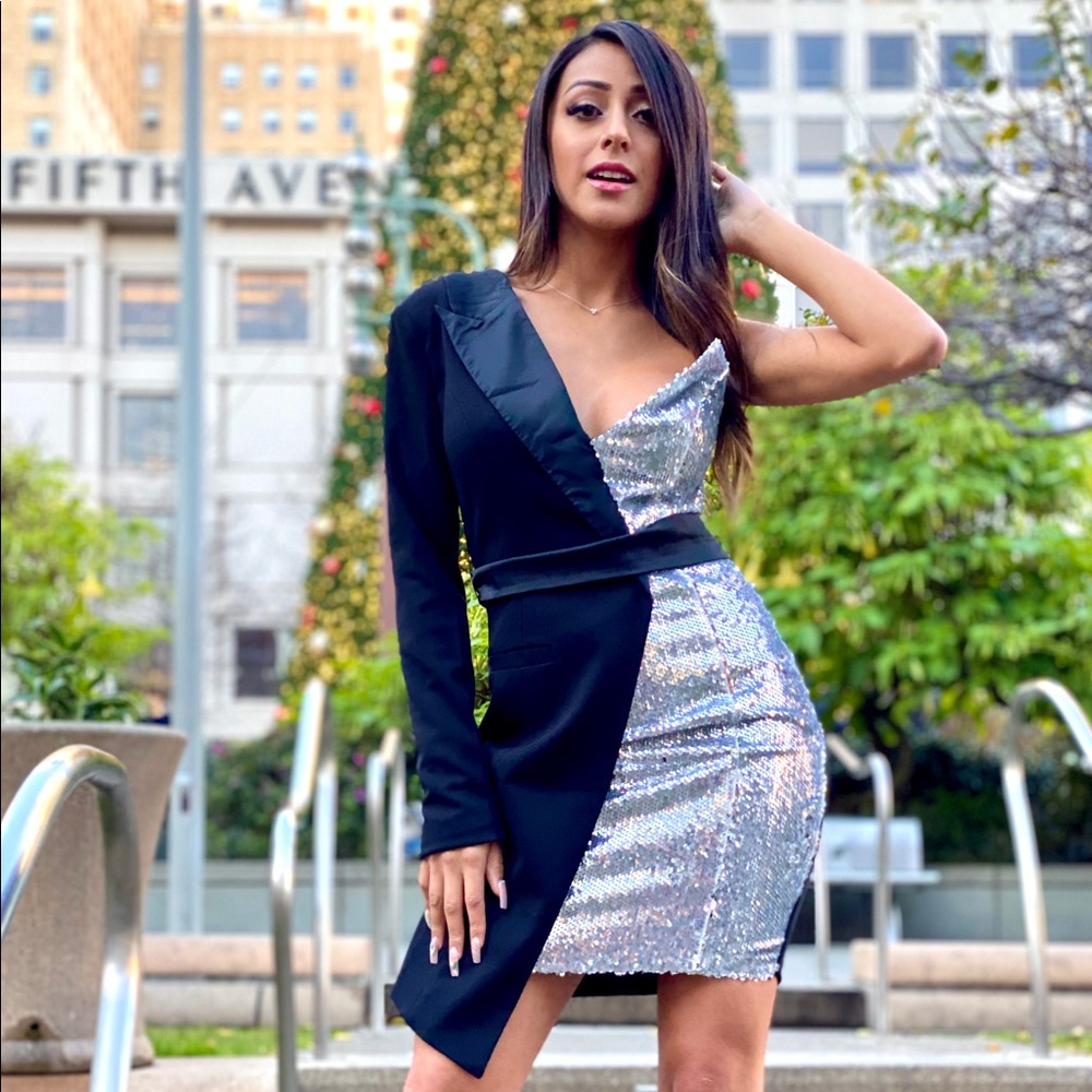 Miss Circle Sequin Blazer Dress